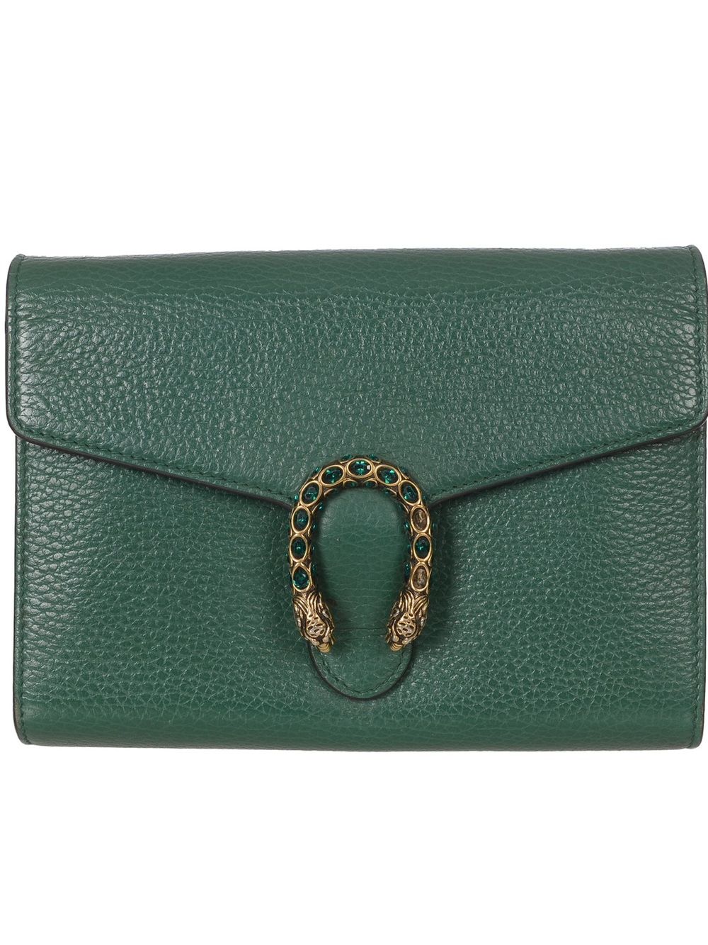 ♥️Gucci Dionysus Emerald Green Leather Shoulder Bag Gold Horsebit Silver Chain♥️
